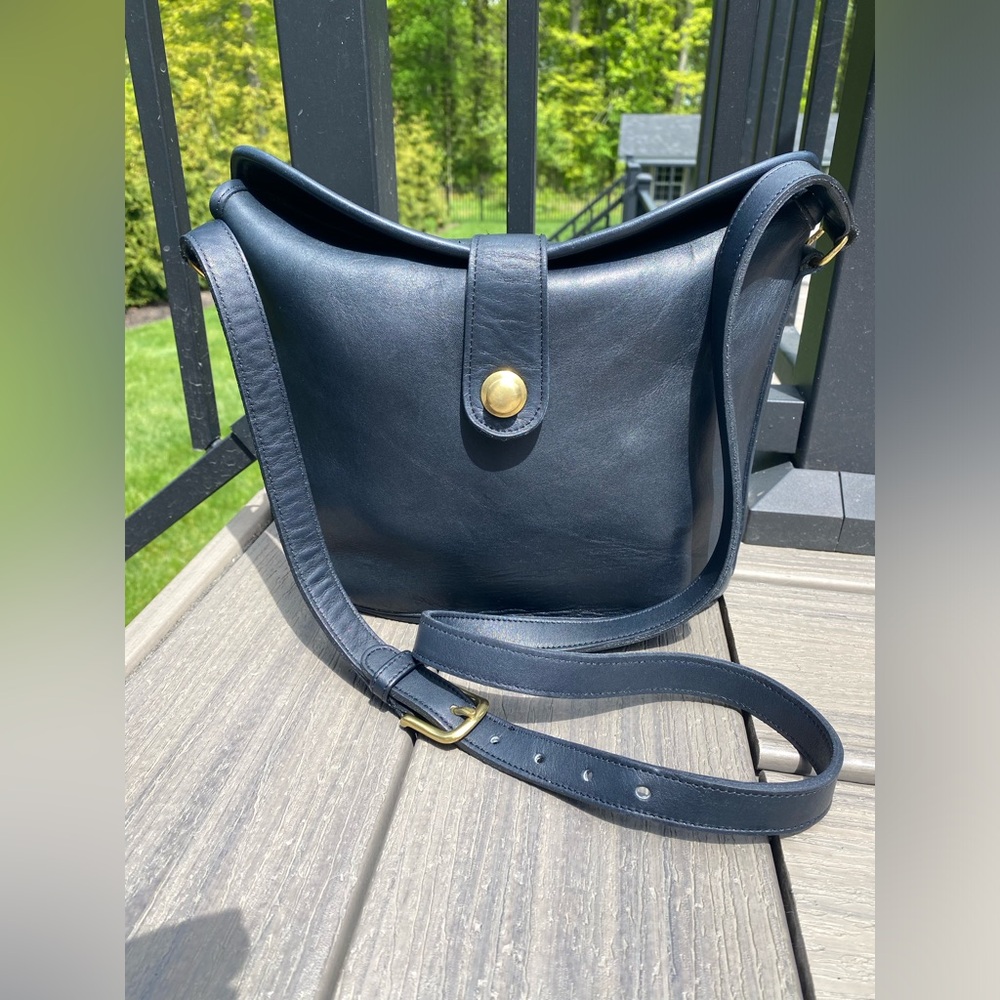 Vintage Coach Navy Blue Leather Binocular Bag #9853 - Picture 1 of 16